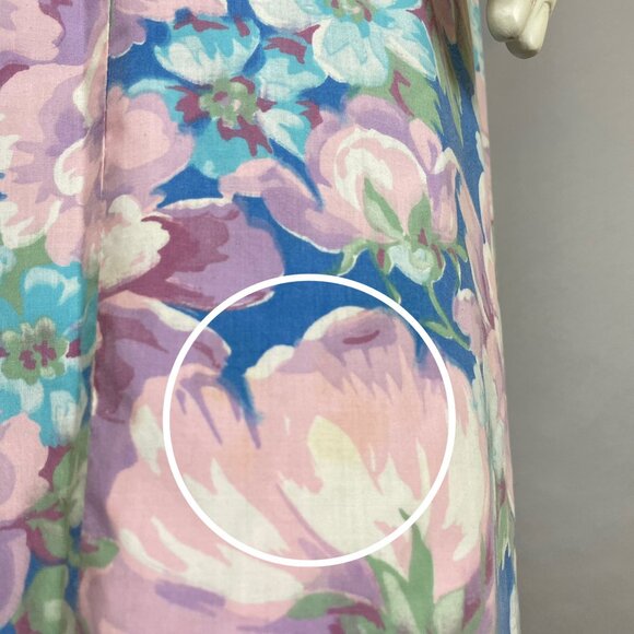 Vintage Handmade Housedress Floral Dress Purple‎ Blue Zip-Front Stand-Up Collar - Picture 6 of 11
